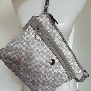 Coach Gray Signature Crossbody Bag with Silver Hardware